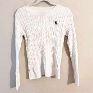 Abercrombie and Fitch cable knit sweater, white, small